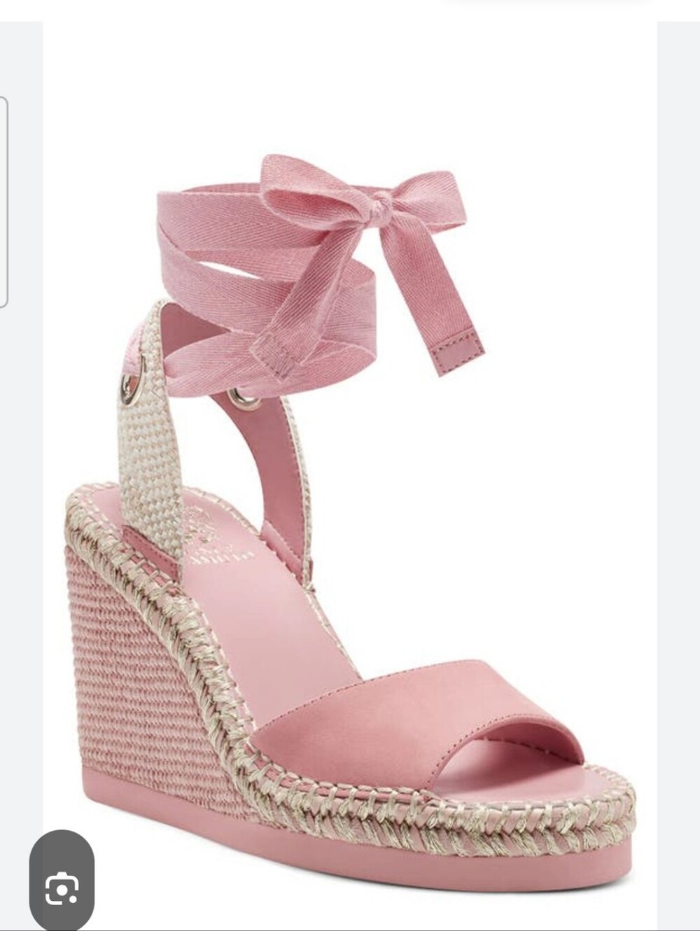 New Vince‎ Camuto Bendson Ankle Pink Ankle-Tie Wedge Sandals